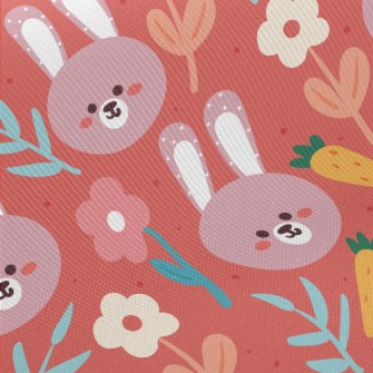 Cute Smiling Purple Rabbit Midweight Cotton Poplin