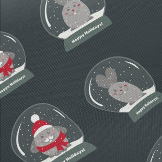 Rabbit Snow Globe Midweight Cotton Poplin