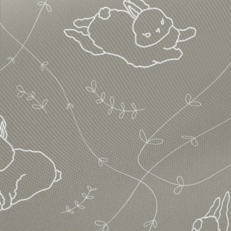 Cute Rabbit With Leaves Midweight Cotton Poplin