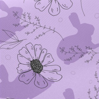 Violets And Rabbit Silhouette Midweight Cotton Poplin