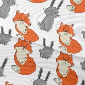 Hand Drawn Rabbit And Fox Waterproof Oxford