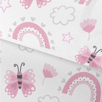 Cute Pink Butterfly Waterproof Oxford
