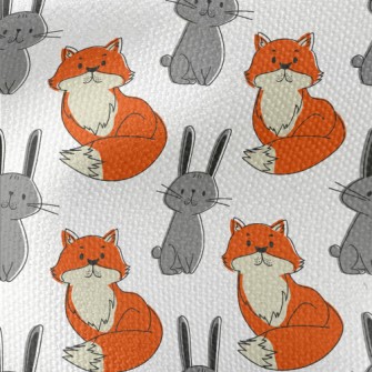 Hand Drawn Rabbit And Fox Waterproof Canvas