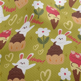 Surprise Bunny With Dessert Athletic Mesh Flat Back