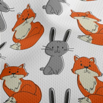 Hand Drawn Rabbit And Fox Athletic Mesh Flat Back