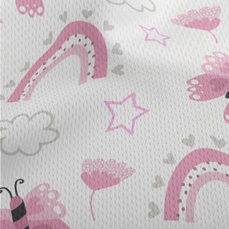 Cute Pink Butterfly Athletic Mesh Flat Back