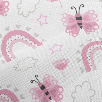 Cute Pink Butterfly Performance Linen