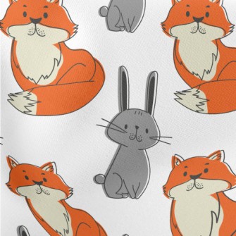 Hand Drawn Rabbit And Fox Stretch Ponte