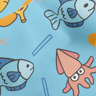 Cartoon Sea Creatures Micro Fleece