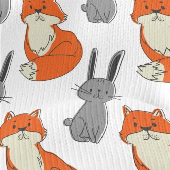 Hand Drawn Rabbit And Fox Stretch Jersey