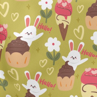 Surprise Bunny With Dessert Lightweight Cotton Poplin