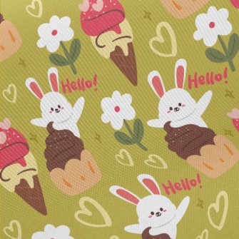 Surprise Bunny With Dessert Midweight Cotton Poplin