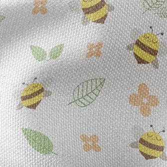 Bee And Little Flowers Waterproof Canvas