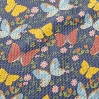Butterflies And Flowers Birdseye Piqué