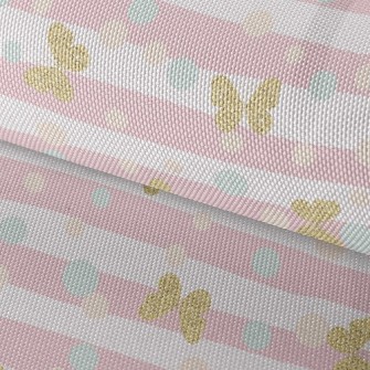 Gold Glitter Butterfly Waterproof Oxford