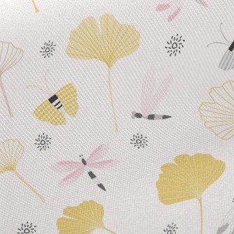 Dragonfly And Ginkgo Leaves Twill