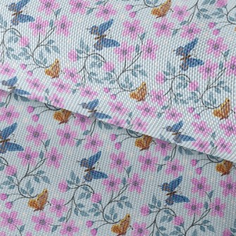 Pink Flowers And Butterflies Waterproof Oxford