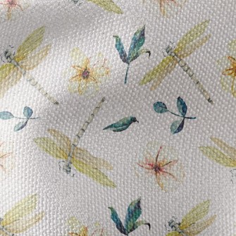 Flowers And Dragonflies Waterproof Canvas