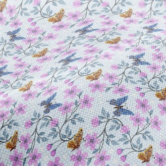 Pink Flowers And Butterflies Performance Linen