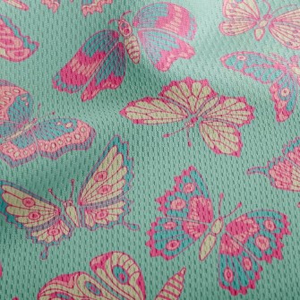Pink Butterfly Athletic Mesh Flat Back