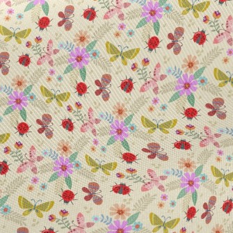 Colorful Flowers And Butterfli Twill