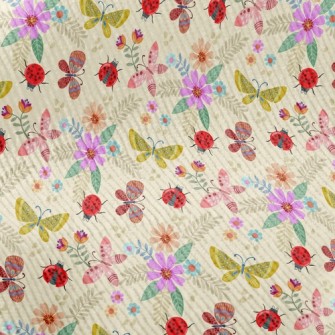Colorful Flowers And Butterfli Standard Corduroy