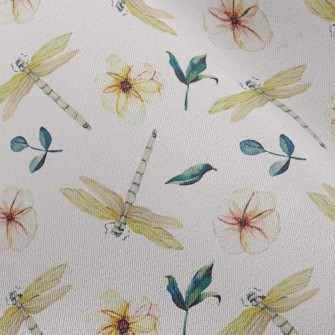 Flowers And Dragonflies Chiffon