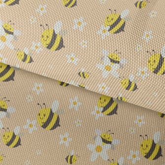 White Flower Bee Waterproof Oxford