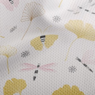 Dragonfly And Ginkgo Leaves Athletic Mesh Flat Back