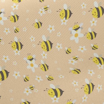 White Flower Bee Twill