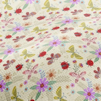 Colorful Flowers And Butterfli Performance Linen