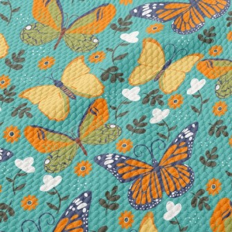 Butterflies And Flowers Birdseye Piqué