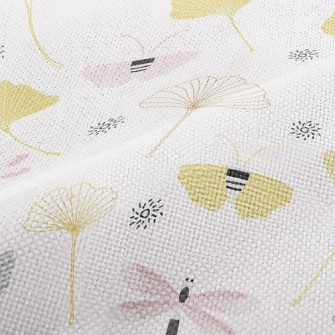 Dragonfly And Ginkgo Leaves Performance Linen