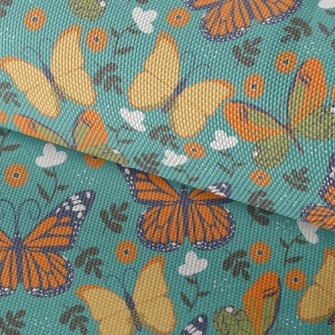 Butterflies And Flowers Waterproof Oxford