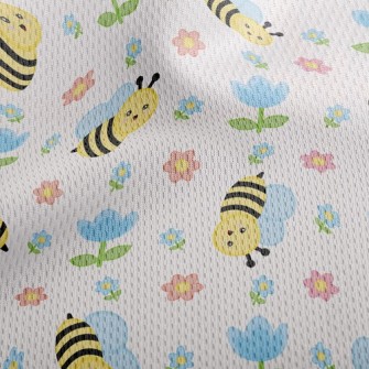 Bee And Flower Athletic Mesh Flat Back