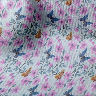 Pink Flowers And Butterflies Terry