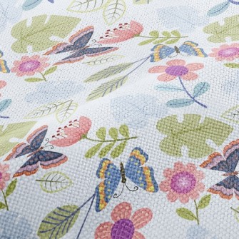 Flying Butterflies And Flowers Performance Linen