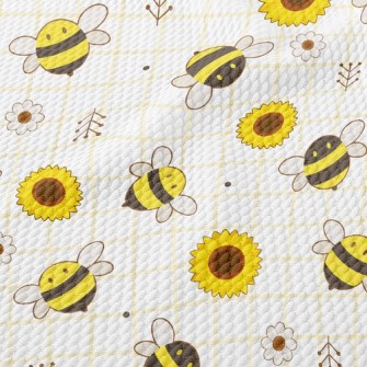 Bee And Sunflower Birdseye Piqué