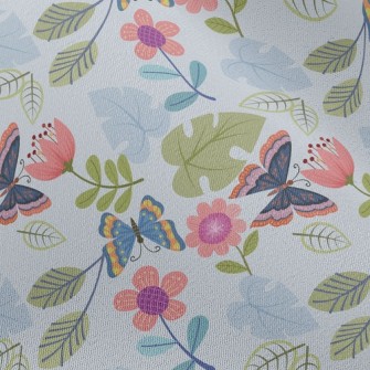 Flying Butterflies And Flowers Chiffon