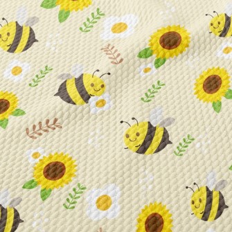 Bee And Sunflower Birdseye Piqué