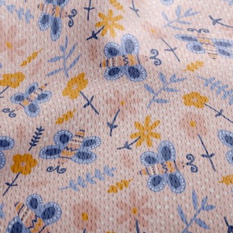 Flowers And Butterflies Athletic Mesh Flat Back