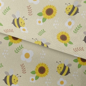 Bee And Sunflower Waterproof Oxford