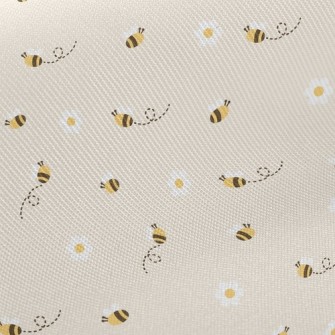 Small White Flower Bee Twill