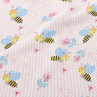 Bees And Flowers Birdseye Piqué