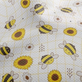 Bee And Sunflower Athletic Mesh Flat Back