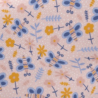 Flowers And Butterflies Twill