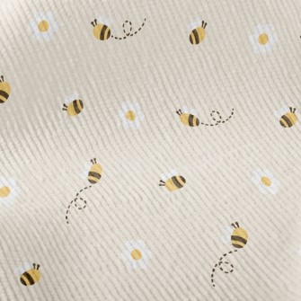 Small White Flower Bee Standard Corduroy