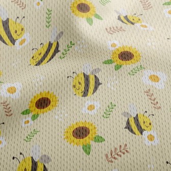 Bee And Sunflower Athletic Mesh Flat Back