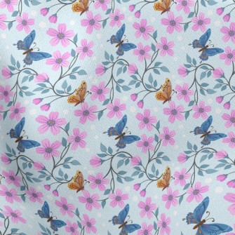 Pink Flowers And Butterflies Stretch Ponte