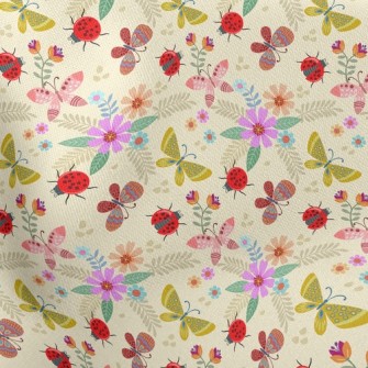 Colorful Flowers And Butterfli Stretch Ponte